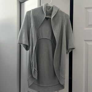 Express gray, short sleeve cardigan